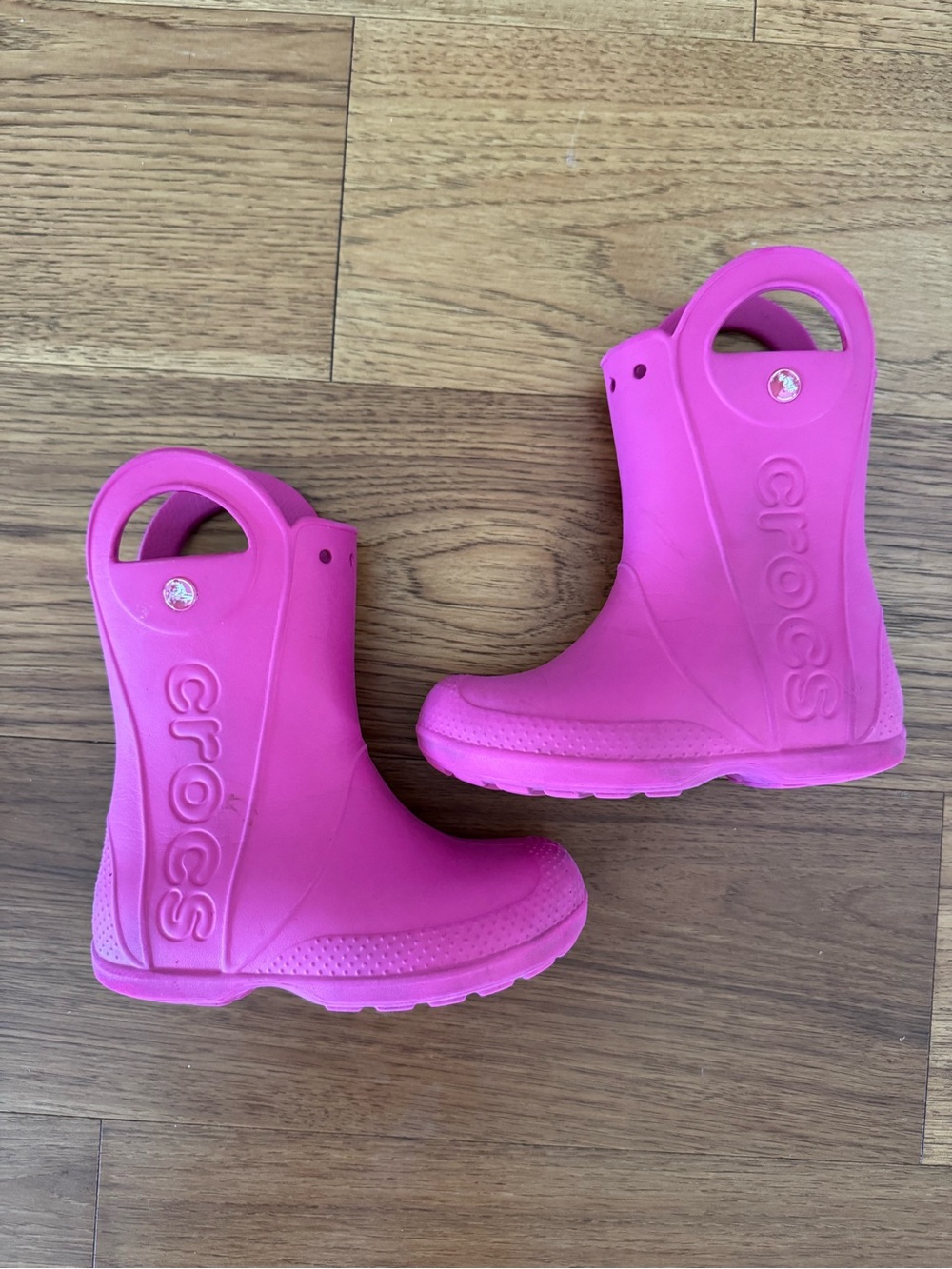 CROCS Kids Pink Waterproof Handle Rain Boots